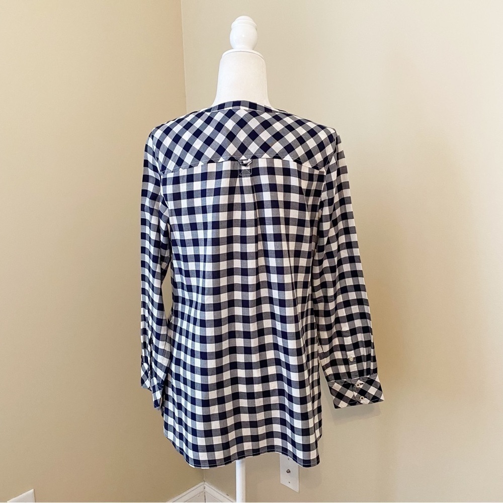 Talbots Long Sleeve Black & White Check Cotton Shirt Top - Medium - Picture 5 of 12